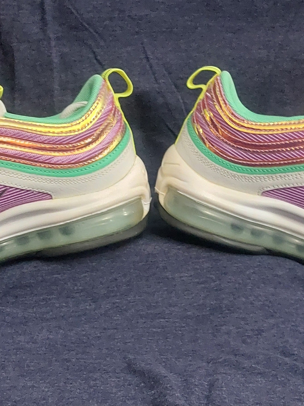 Nike Women’s Air Max 97 — Purple/Pink & Green Metallic Running Shoes Sz 8 - Picture 6 of 16